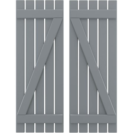 Americraft 5-Board (2 Batten) Wood Spaced Board-n-Batten Shutters W/ Z-Bar, ARW102SB519X78CHH